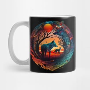 trippy wolf Mug